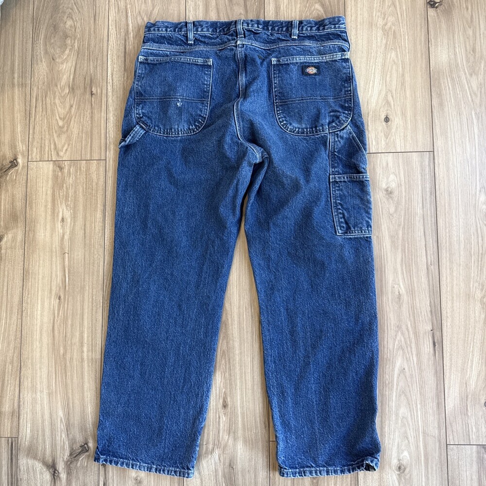 Dickies Carpenter Jeans Mens 38x30 Blue Denim Workwear Utility Relaxed Fit